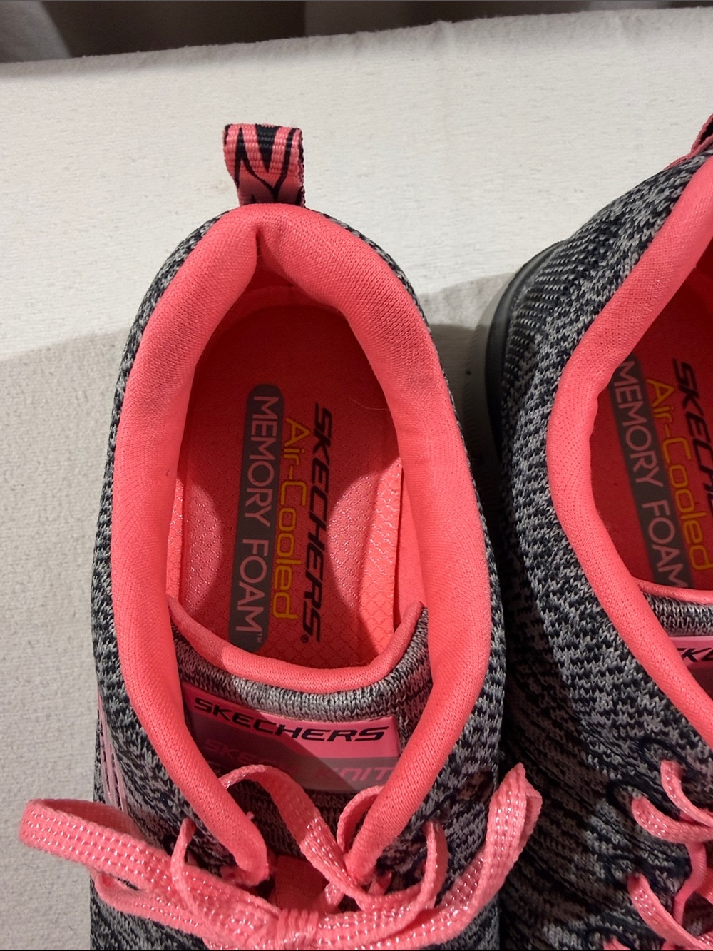 Skechers Women's Gray Knit Athletic Sneakers with Pink Trim - Picture 4 of 7